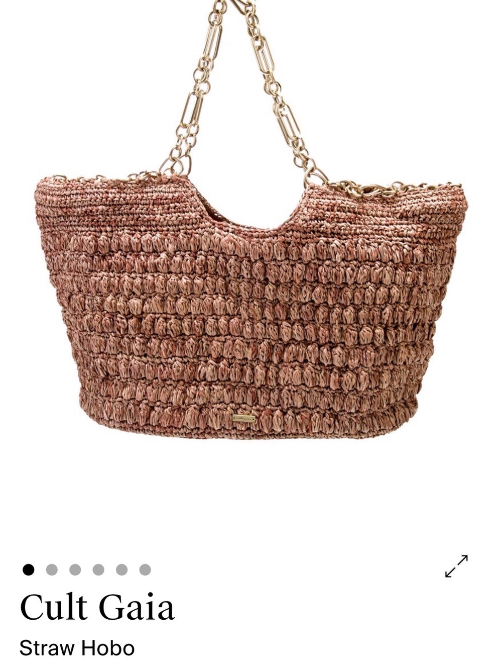 Cult Gaia Rose Straw Hobo with Gold Chain Handles